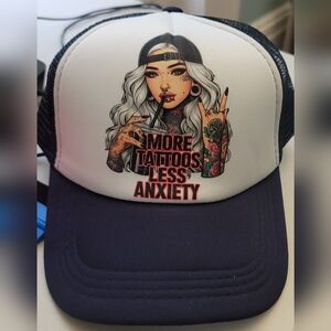 White and Black Graphic Trucker Hat